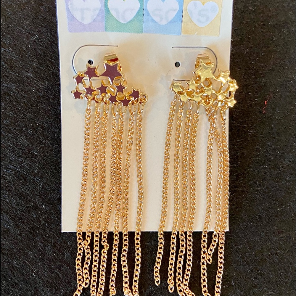 Boutique Gold Tone Shooting Star Cluster Earrings